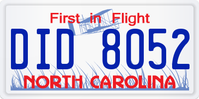 NC license plate DID8052