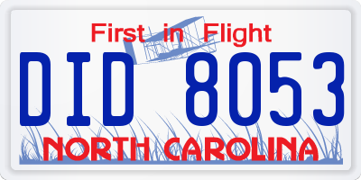 NC license plate DID8053