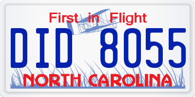 NC license plate DID8055