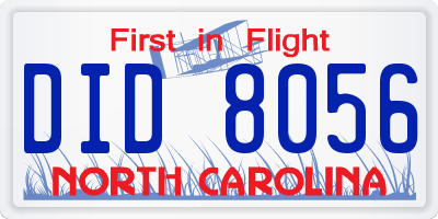 NC license plate DID8056