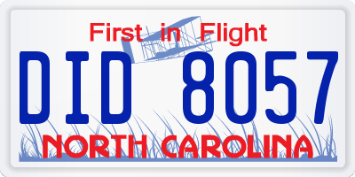NC license plate DID8057