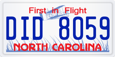 NC license plate DID8059