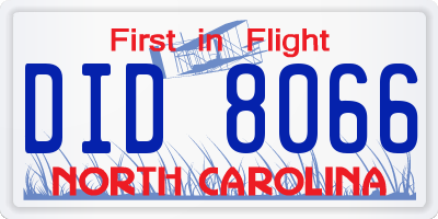 NC license plate DID8066