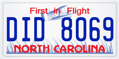 NC license plate DID8069