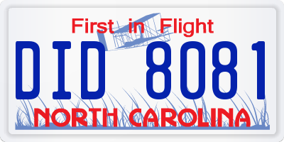 NC license plate DID8081
