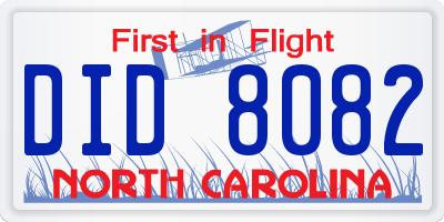 NC license plate DID8082