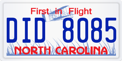 NC license plate DID8085