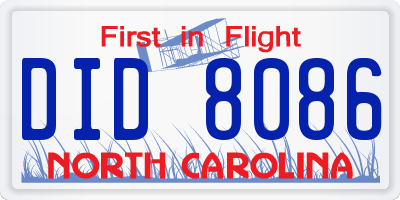 NC license plate DID8086