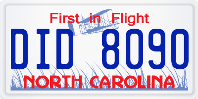 NC license plate DID8090