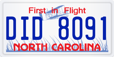 NC license plate DID8091