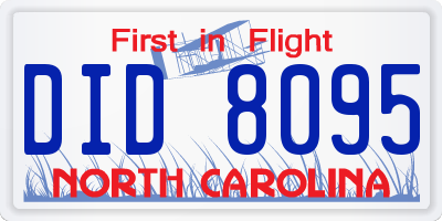 NC license plate DID8095
