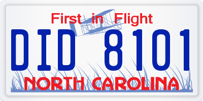 NC license plate DID8101