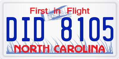 NC license plate DID8105