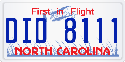 NC license plate DID8111