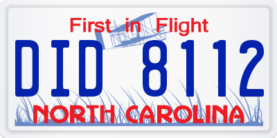NC license plate DID8112