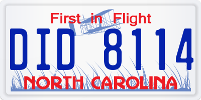 NC license plate DID8114