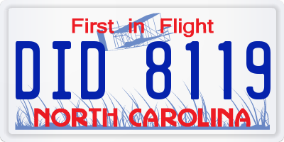 NC license plate DID8119