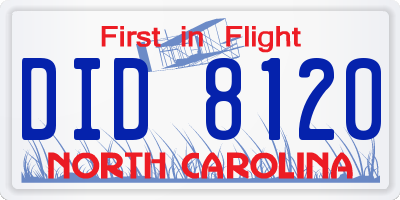 NC license plate DID8120