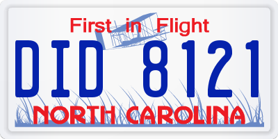 NC license plate DID8121