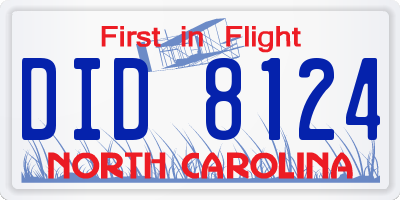 NC license plate DID8124