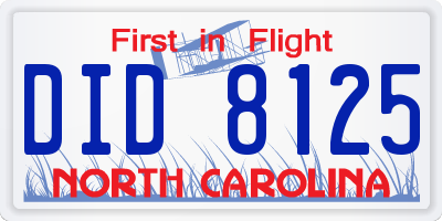 NC license plate DID8125