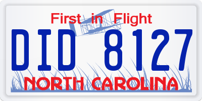 NC license plate DID8127