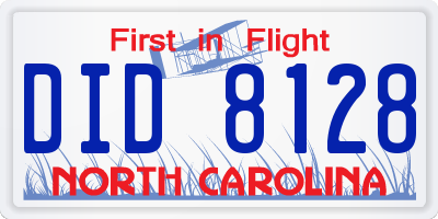NC license plate DID8128