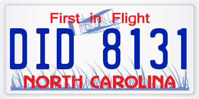 NC license plate DID8131