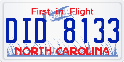 NC license plate DID8133