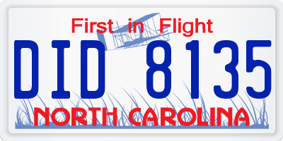 NC license plate DID8135