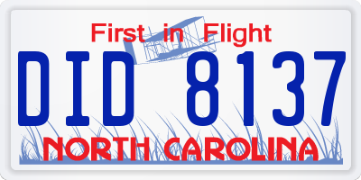 NC license plate DID8137