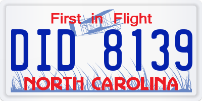 NC license plate DID8139
