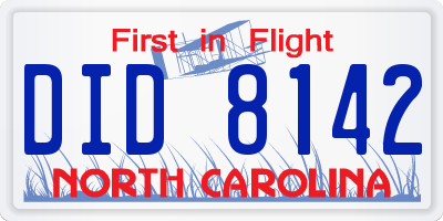 NC license plate DID8142