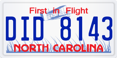 NC license plate DID8143