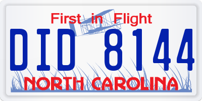 NC license plate DID8144