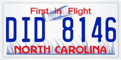 NC license plate DID8146