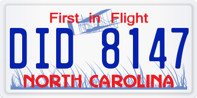 NC license plate DID8147