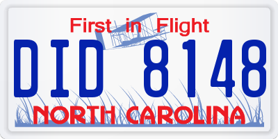 NC license plate DID8148