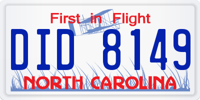 NC license plate DID8149