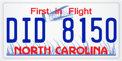 NC license plate DID8150