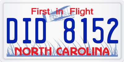 NC license plate DID8152