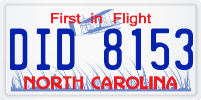 NC license plate DID8153
