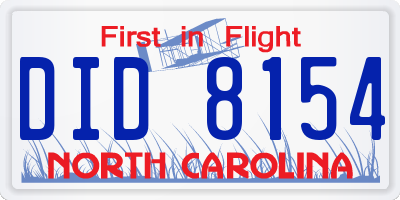 NC license plate DID8154