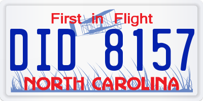 NC license plate DID8157