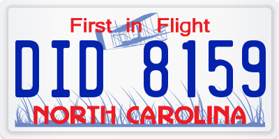 NC license plate DID8159