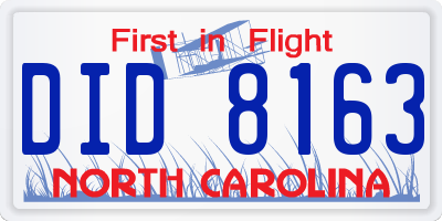 NC license plate DID8163