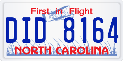 NC license plate DID8164