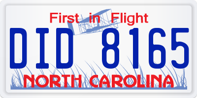 NC license plate DID8165