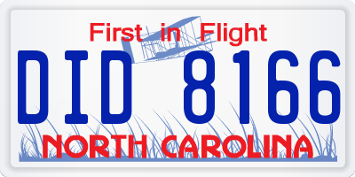 NC license plate DID8166