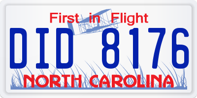 NC license plate DID8176